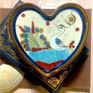Ken Edward’s Mexico Heart Trinket Tray Small Hand Painted Art Plate Signed